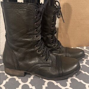 Steve Madden Troopa Black Combat Boots Size 7
